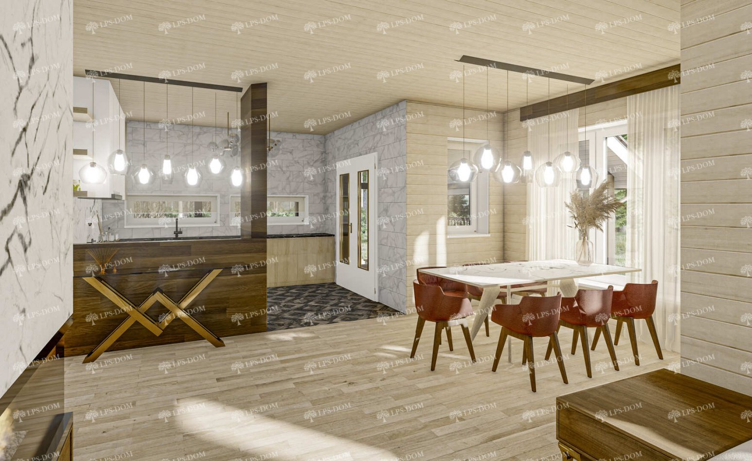 КАРКАСНЫЙ ДОМ НАМСУС фото интерьера 12