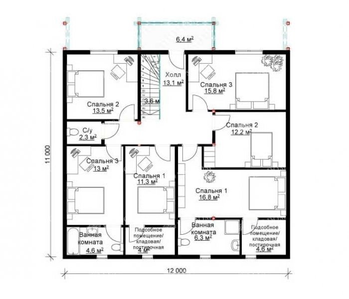 КАРКАСНЫЙ ДОМ КАЛИФОРНИЯ планировка 3