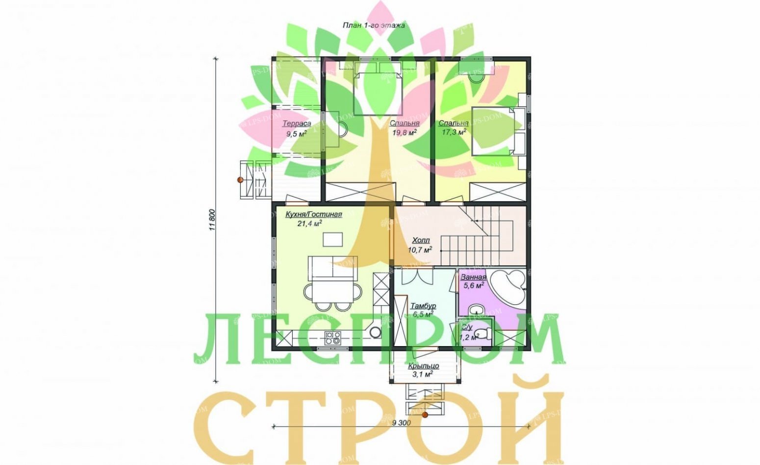 ПРОЕКТ ДОМА ИЗ ПРОФИЛИРОВАННОГО БРУСА ДОБРЫНЯ - Проект деревянного дома |  LPS-DOM