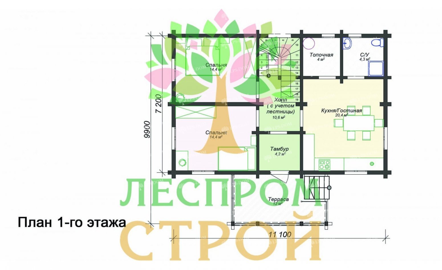 ПРОЕКТ ДОМА ИЗ ПРОФИЛИРОВАННОГО БРУСА ДИОНИС фото 5