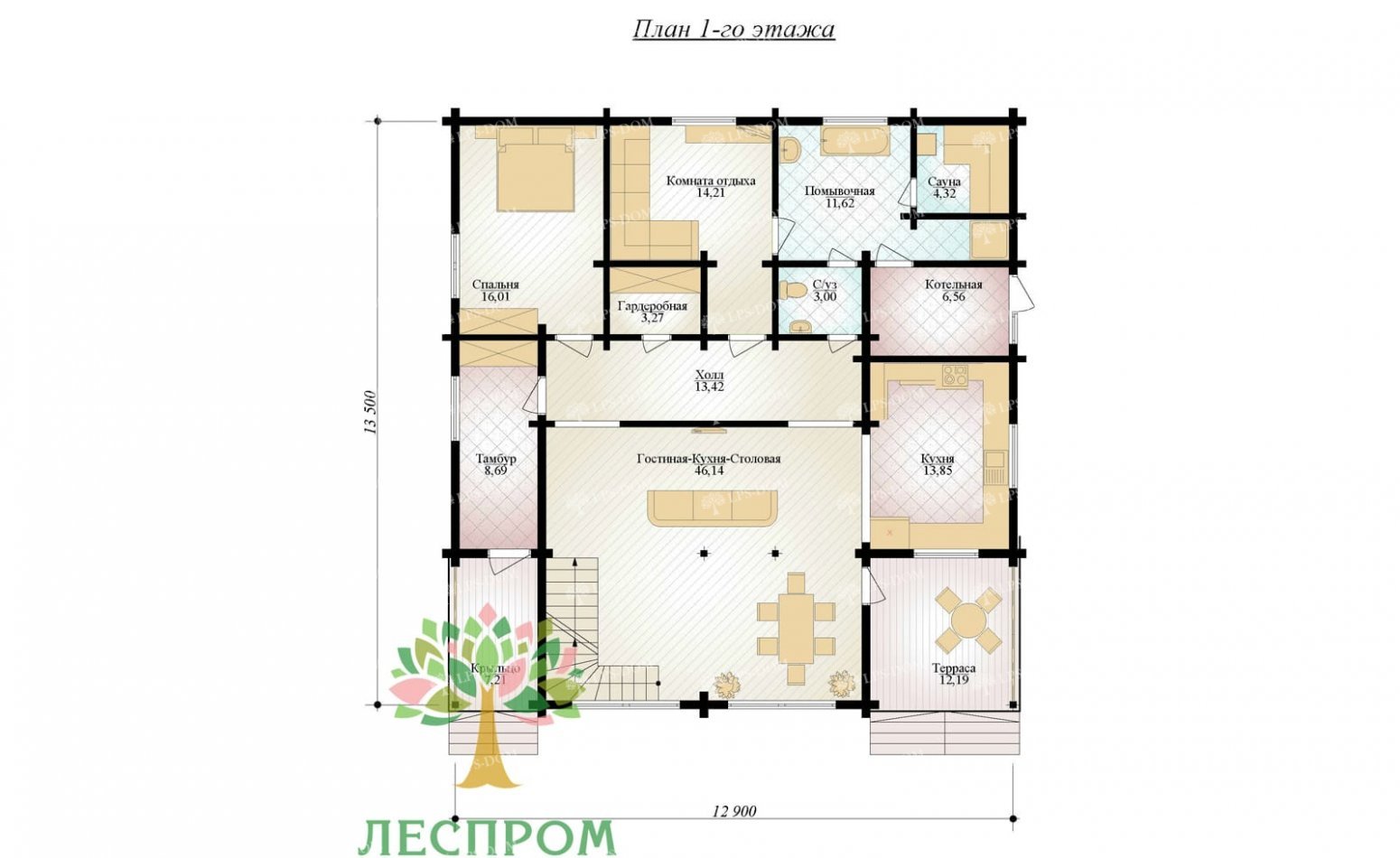 ПРОЕКТ ДОМА ИЗ КЛЕЕНОГО БРУСА АЛЕКСАНДРИЯ фото 3