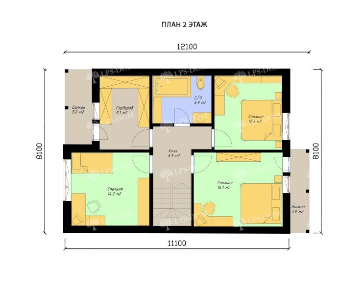 КАРКАСНЫЙ ДОМ ПИКАРДИЯ планировка 2