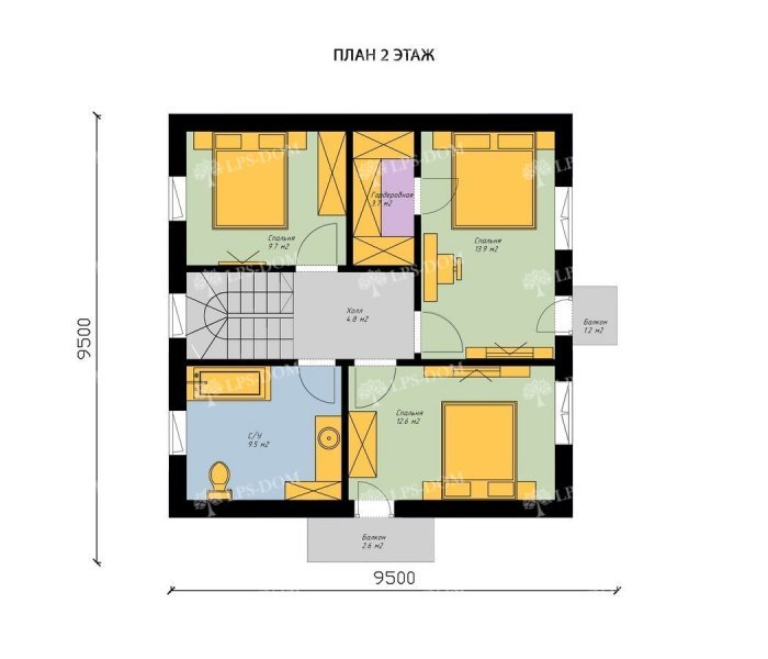КАРКАСНЫЙ ДОМ ПРИВЕРНО планировка 2