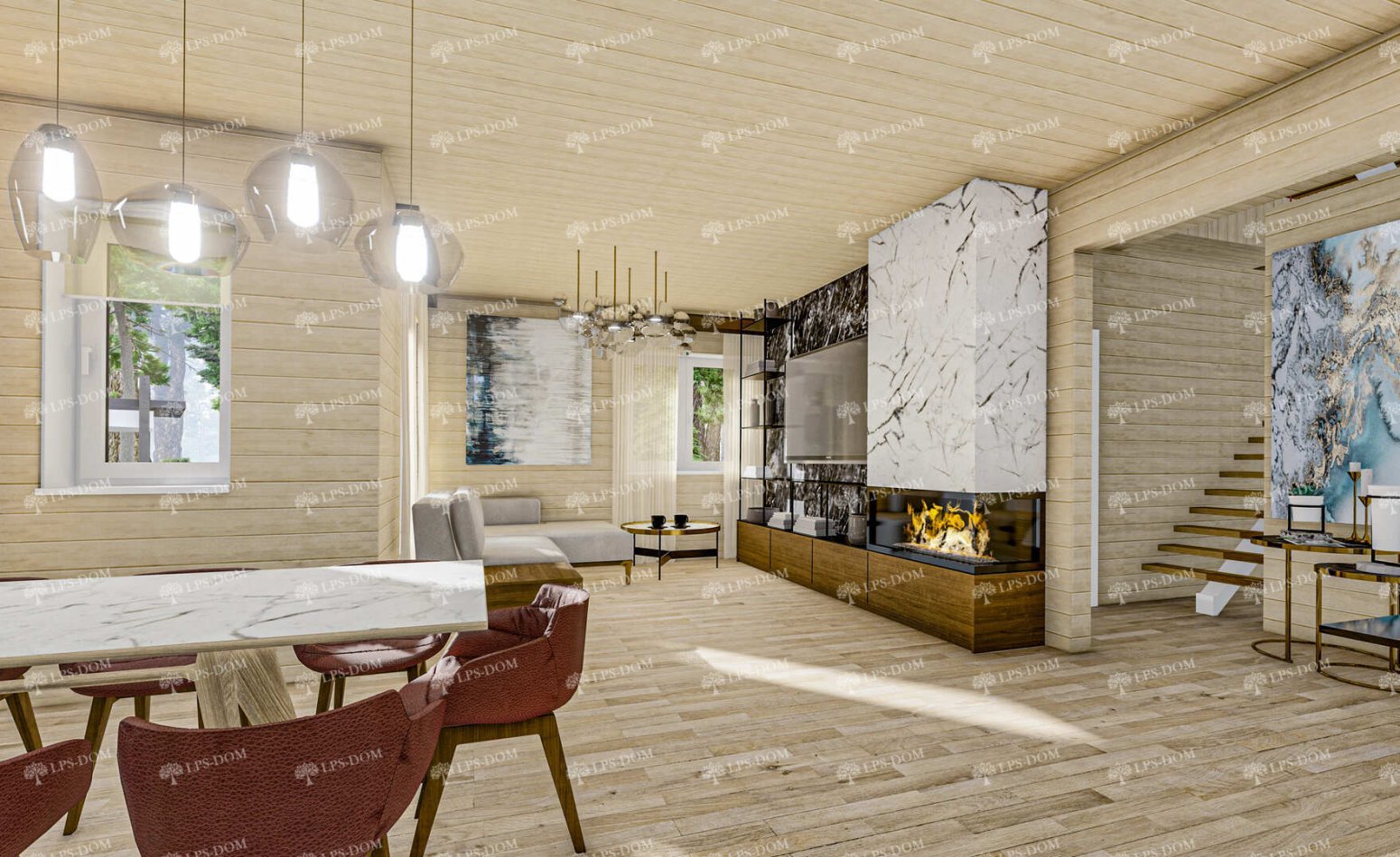 КАРКАСНЫЙ ДОМ НАМСУС фото интерьера 11