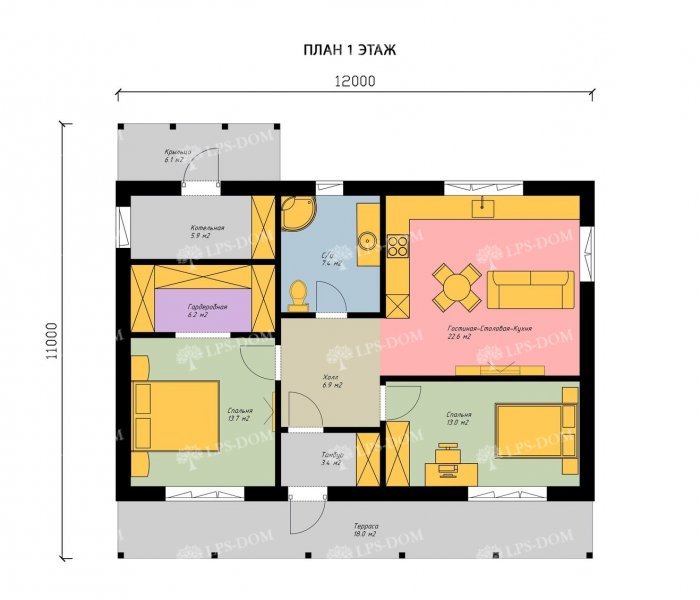 КАРКАСНЫЙ ДОМ ЯСНАЯ ПОЛЯНА планировка 2