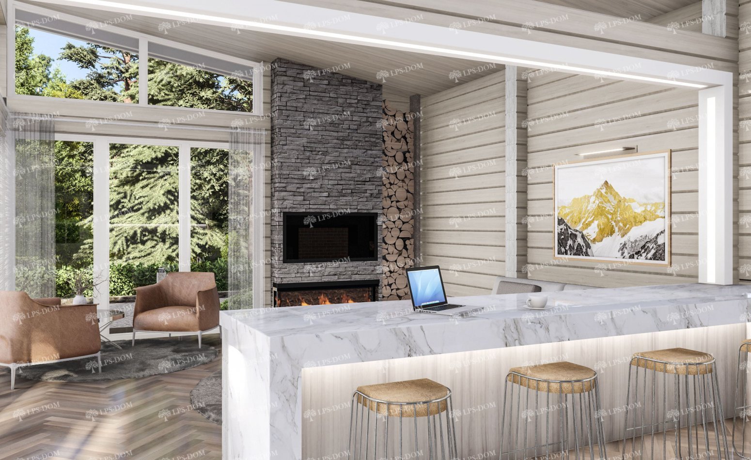 ПРОЕКТ ДОМА ИЗ КЛЕЕНОГО БРУСА ЛЕСТЕР фото интерьера 3