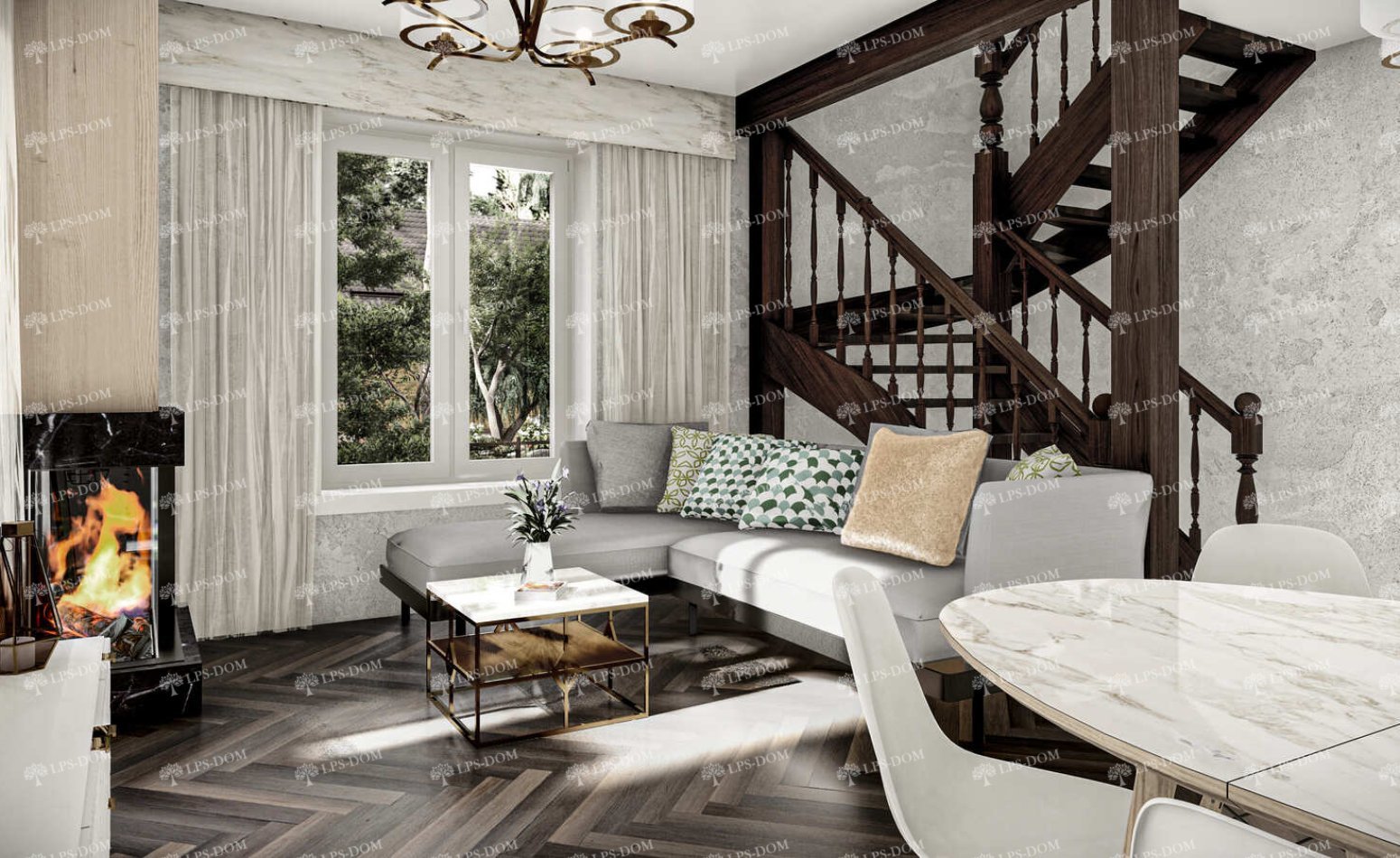 КАРКАСНЫЙ ДОМ БОРДО фото интерьера 7