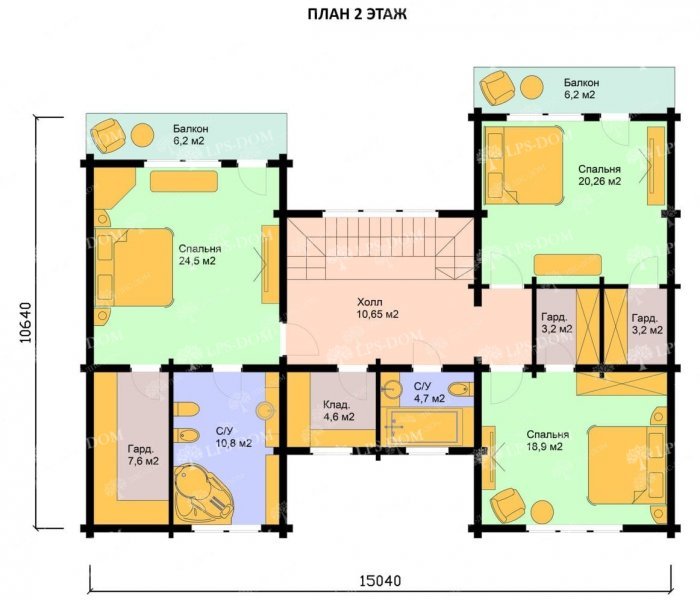 ПРОЕКТ ДОМА ИЗ КЛЕЕНОГО БРУСА ВИБОРГ планировка 2