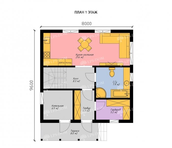 КАРКАСНЫЙ ДОМ БЕЙКЕР планировка 3