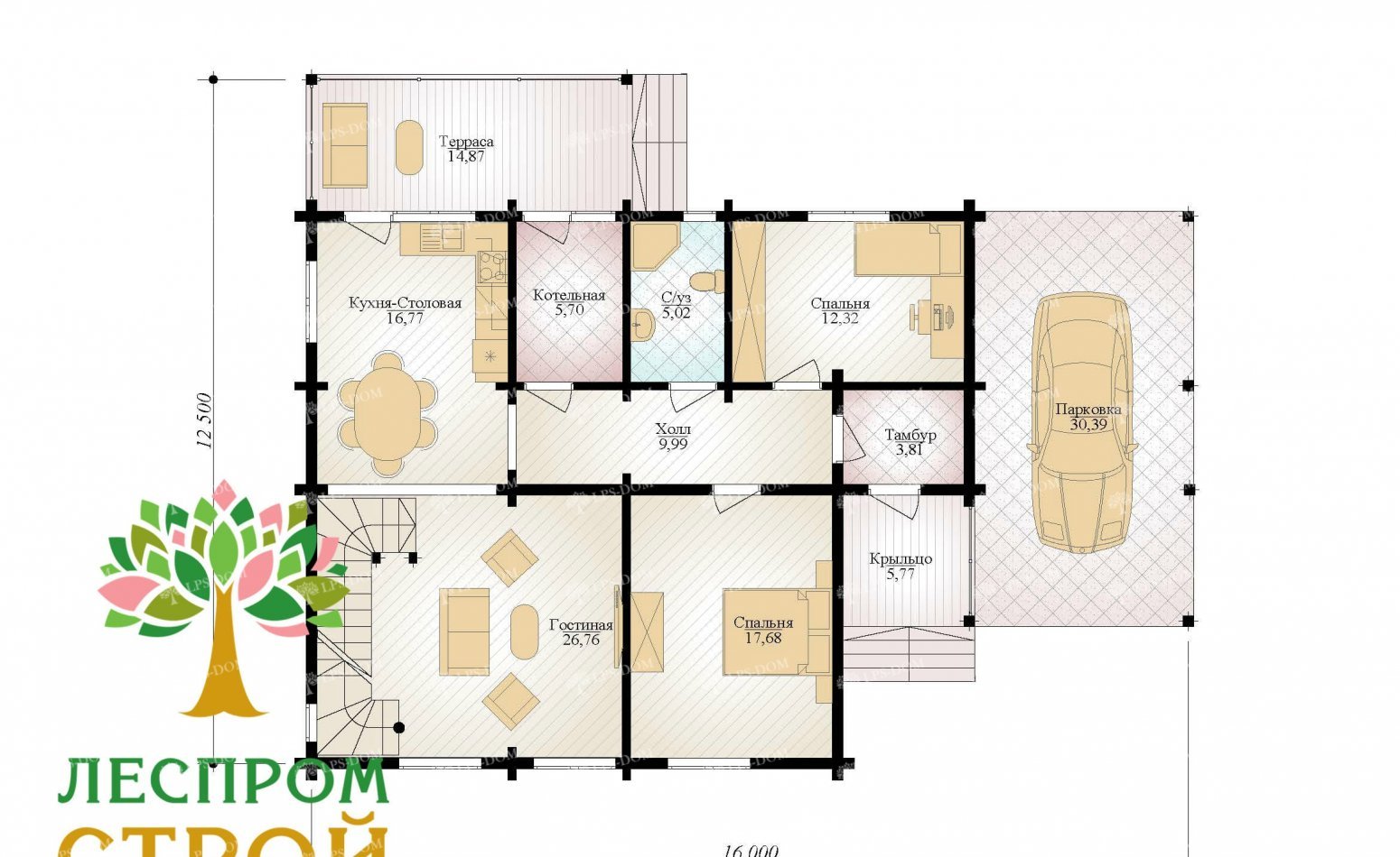 ПРОЕКТ ДОМА ИЗ КЛЕЕНОГО БРУСА ОРЛАНДО фото 4