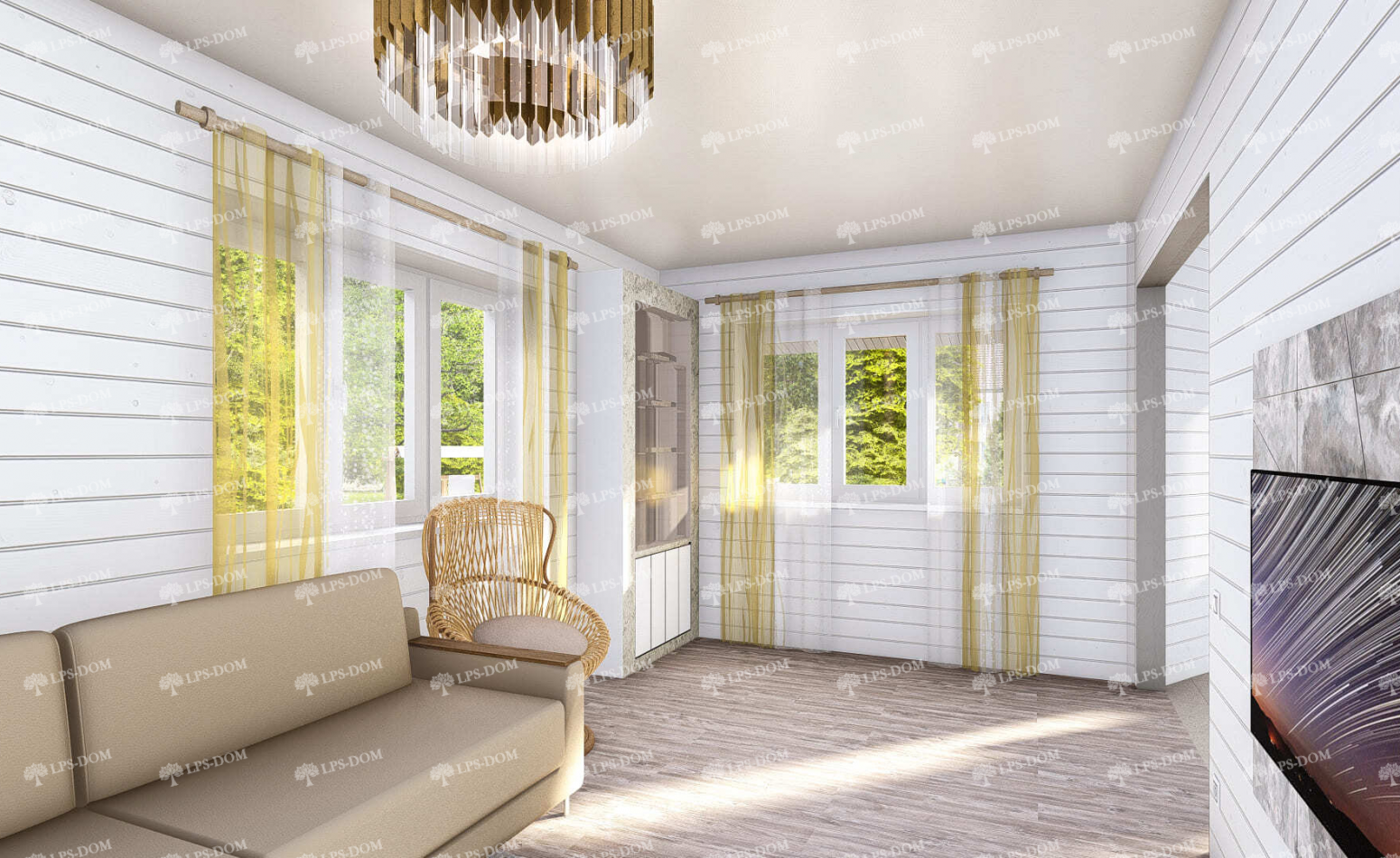 КАРКАСНЫЙ ДОМ НЕЖНЫЙ фото интерьера 3