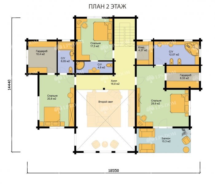 ДОМ ИЗ КЛЕЕНОГО БРУСА БРАНДЕНБУРГ планировка 2