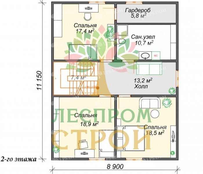 КАРКАСНЫЙ ДОМ РАДУГА планировка 2