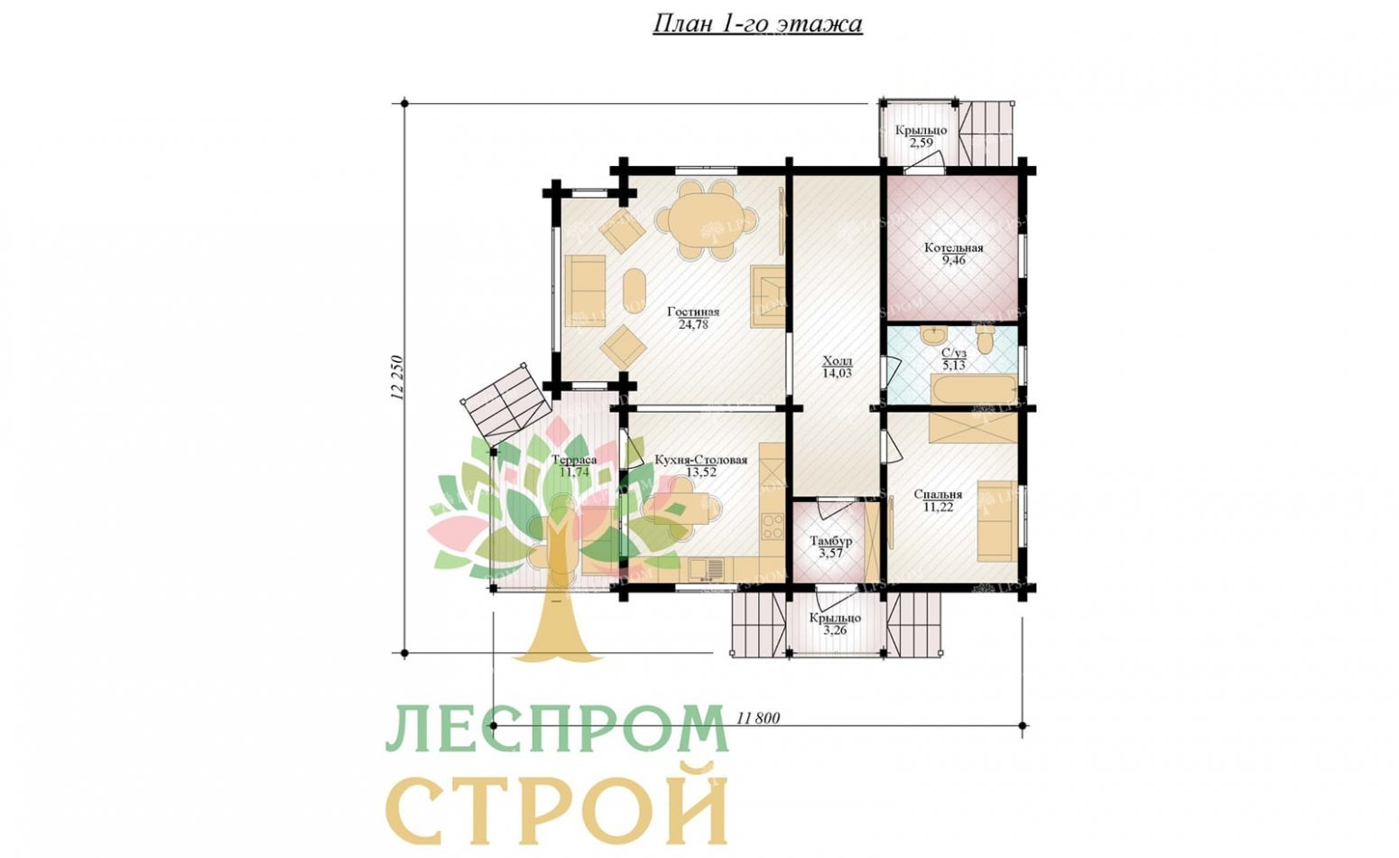 ПРОЕКТ ДОМА ИЗ КЛЕЕНОГО БРУСА БЕЛИССИМО фото 3