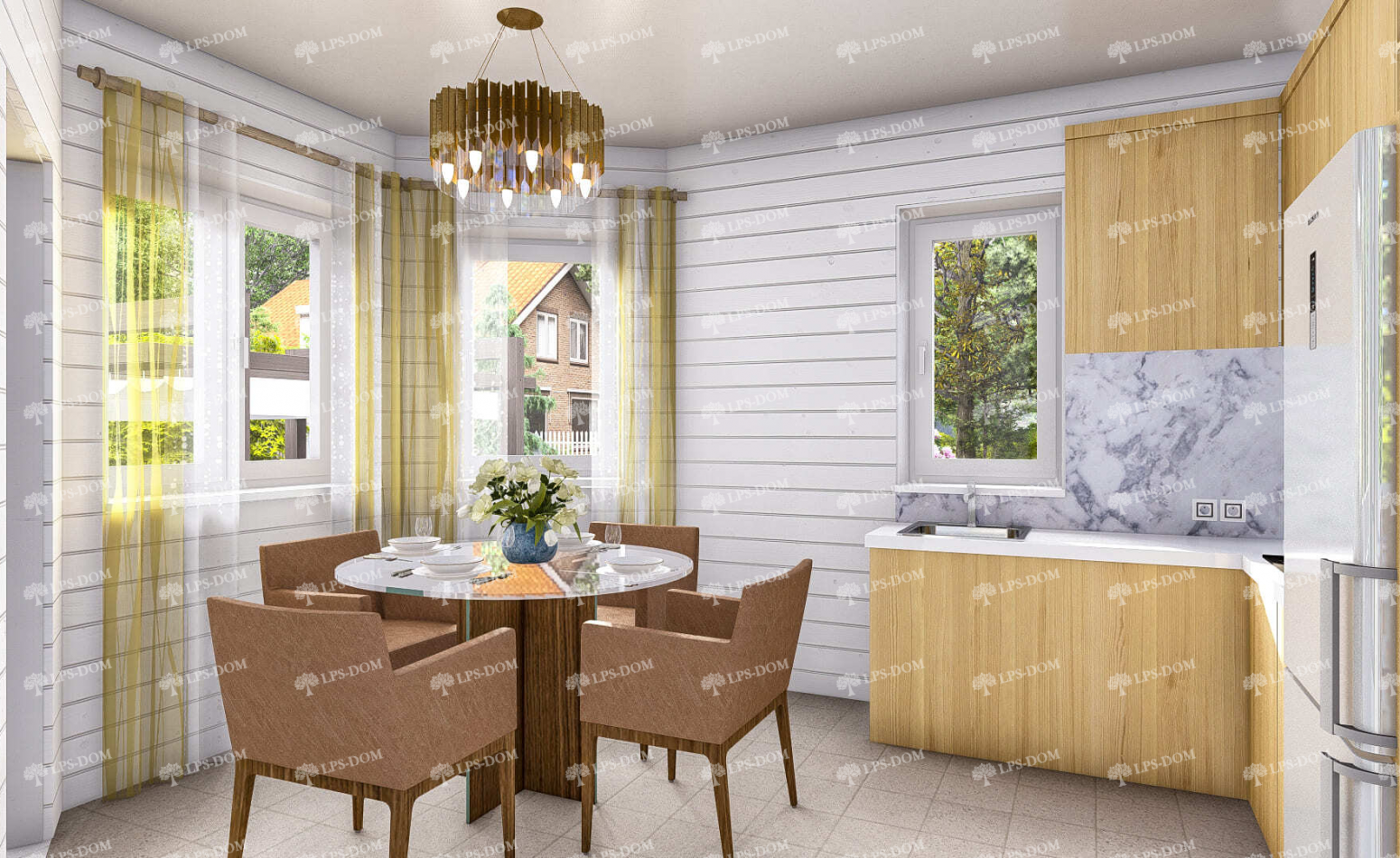 КАРКАСНЫЙ ДОМ НЕЖНЫЙ фото интерьера 5