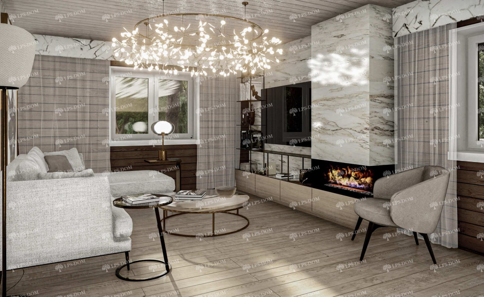 КАРКАСНЫЙ ДОМ ОСЕНЬ фото интерьера 4