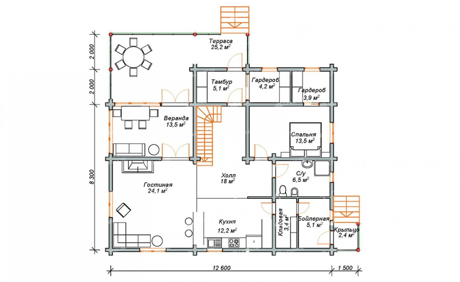 ПРОЕКТ ДОМА ИЗ ПРОФИЛИРОВАННОГО БРУСА ЯРОСЛАВЛЬ фото 6