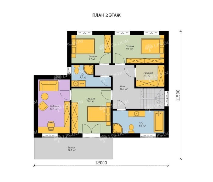 КАРКАСНЫЙ ДОМ КУБА планировка 2