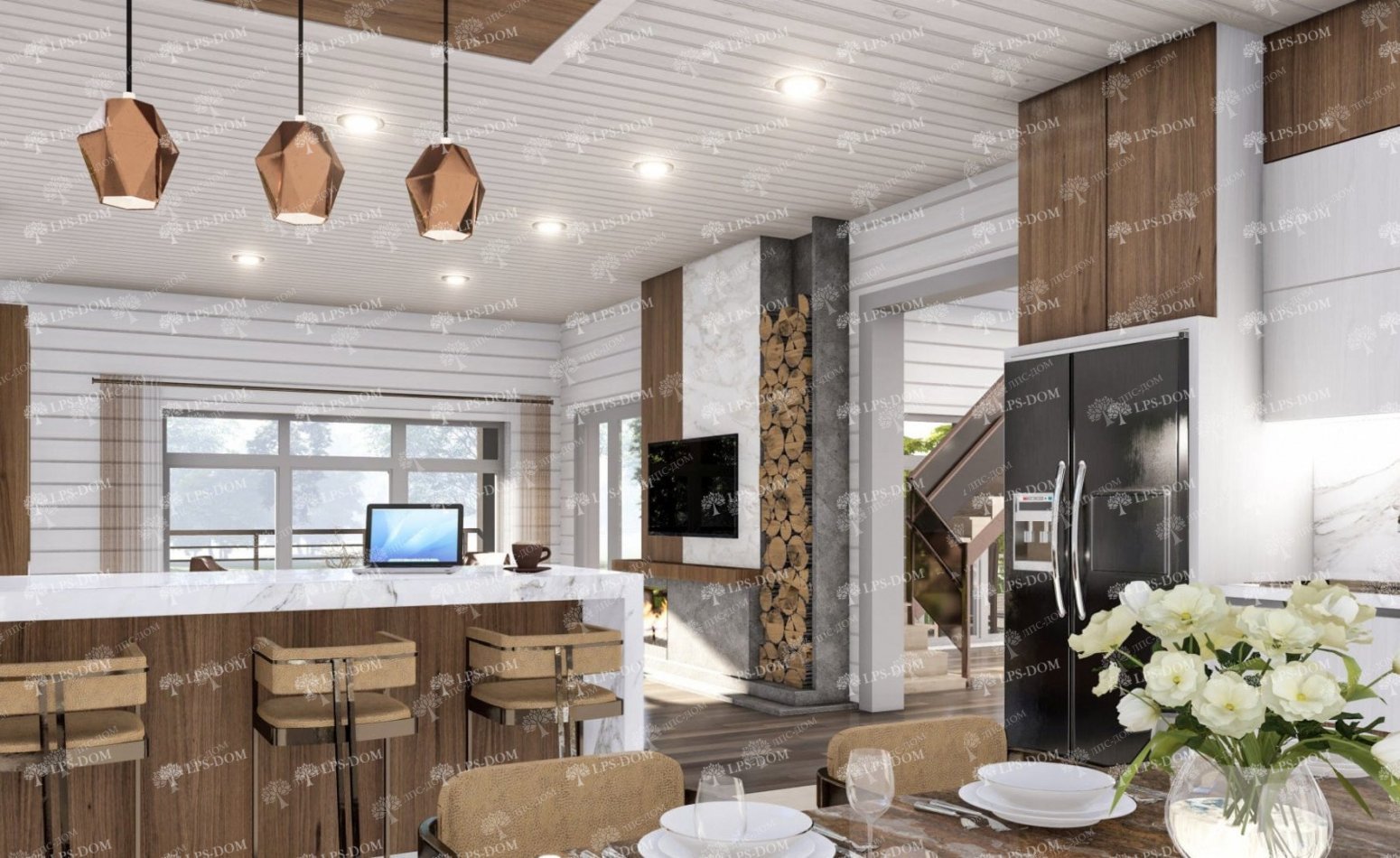 ПРОЕКТ ДОМА ИЗ КЛЕЕНОГО БРУСА ВИБОРГ фото интерьера 3