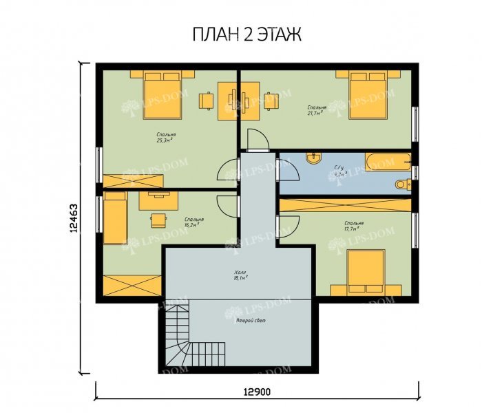 КАРКАСНЫЙ ДОМ ФЛОРИДА планировка 2