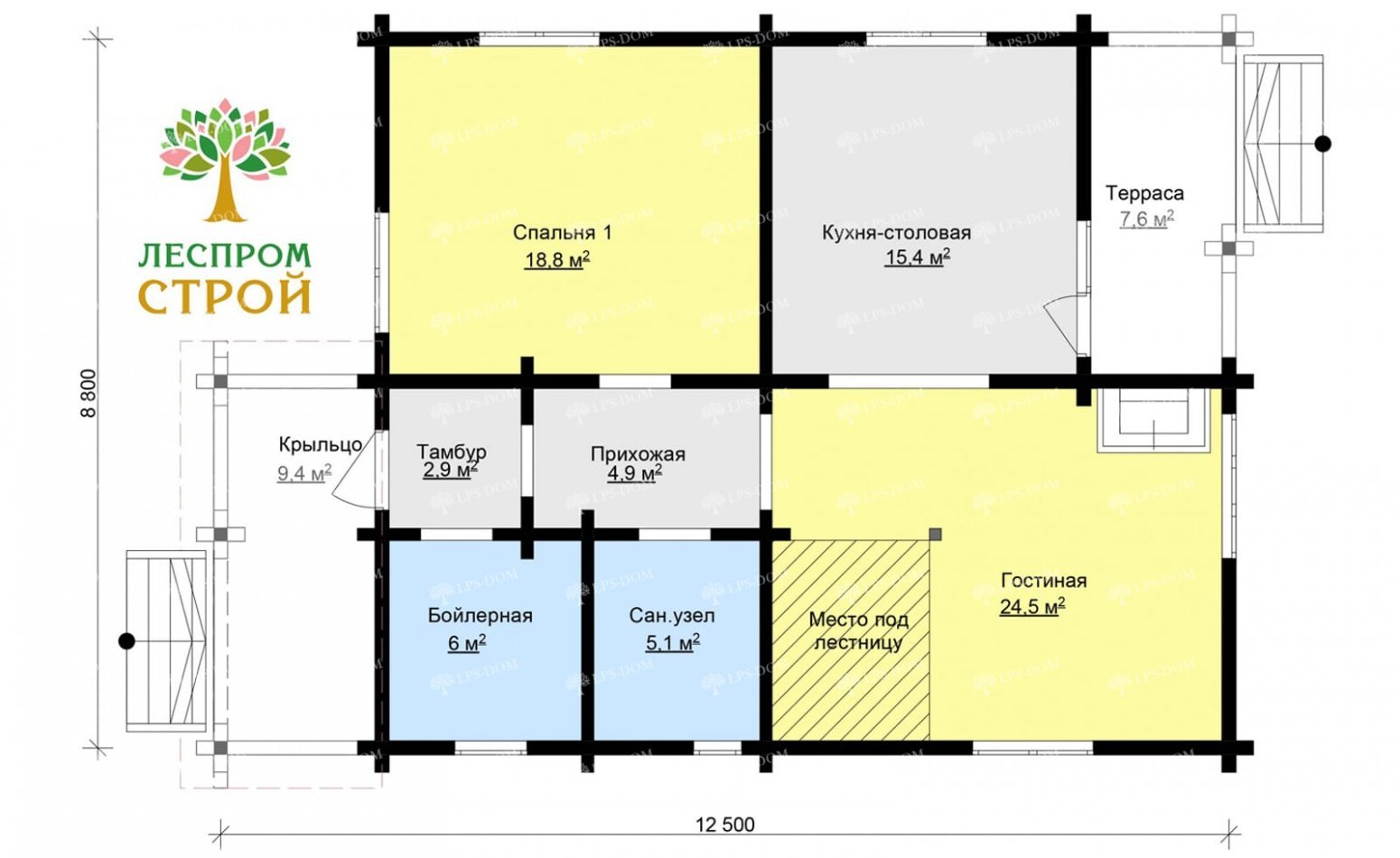 ПРОЕКТ ДОМА ИЗ КЛЕЕНОГО БРУСА СИБИРЬ фото 7
