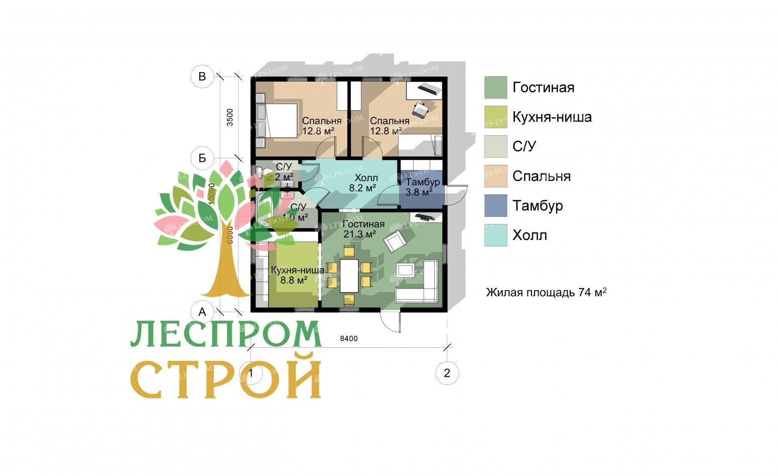 ПРОЕКТ ДОМА ИЗ КЛЕЕНОГО БРУСА БРЮССЕЛЬ фото 3