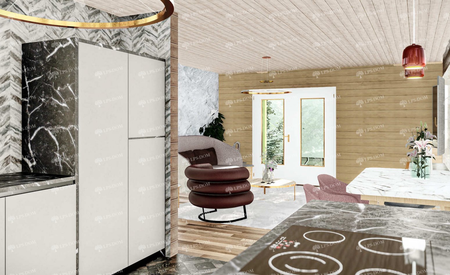 КАРКАСНЫЙ ДОМ АЖЕН фото интерьера 17