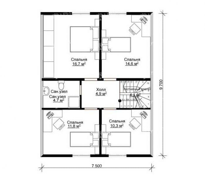 КАРКАСНЫЙ ДОМ ПОДСОЛНУХИ планировка 2