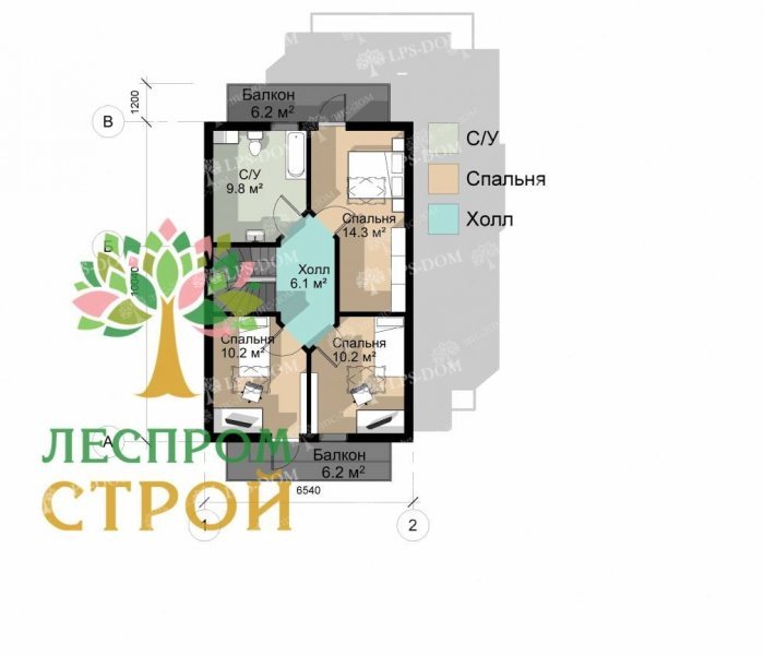 ПРОЕКТ ДОМА ИЗ КЛЕЕНОГО БРУСА БЕРГАМО планировка 2