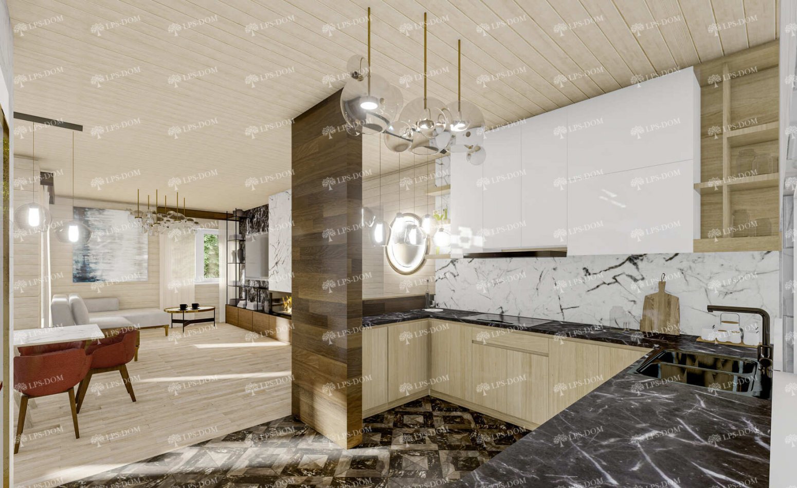 КАРКАСНЫЙ ДОМ НАМСУС фото интерьера 10