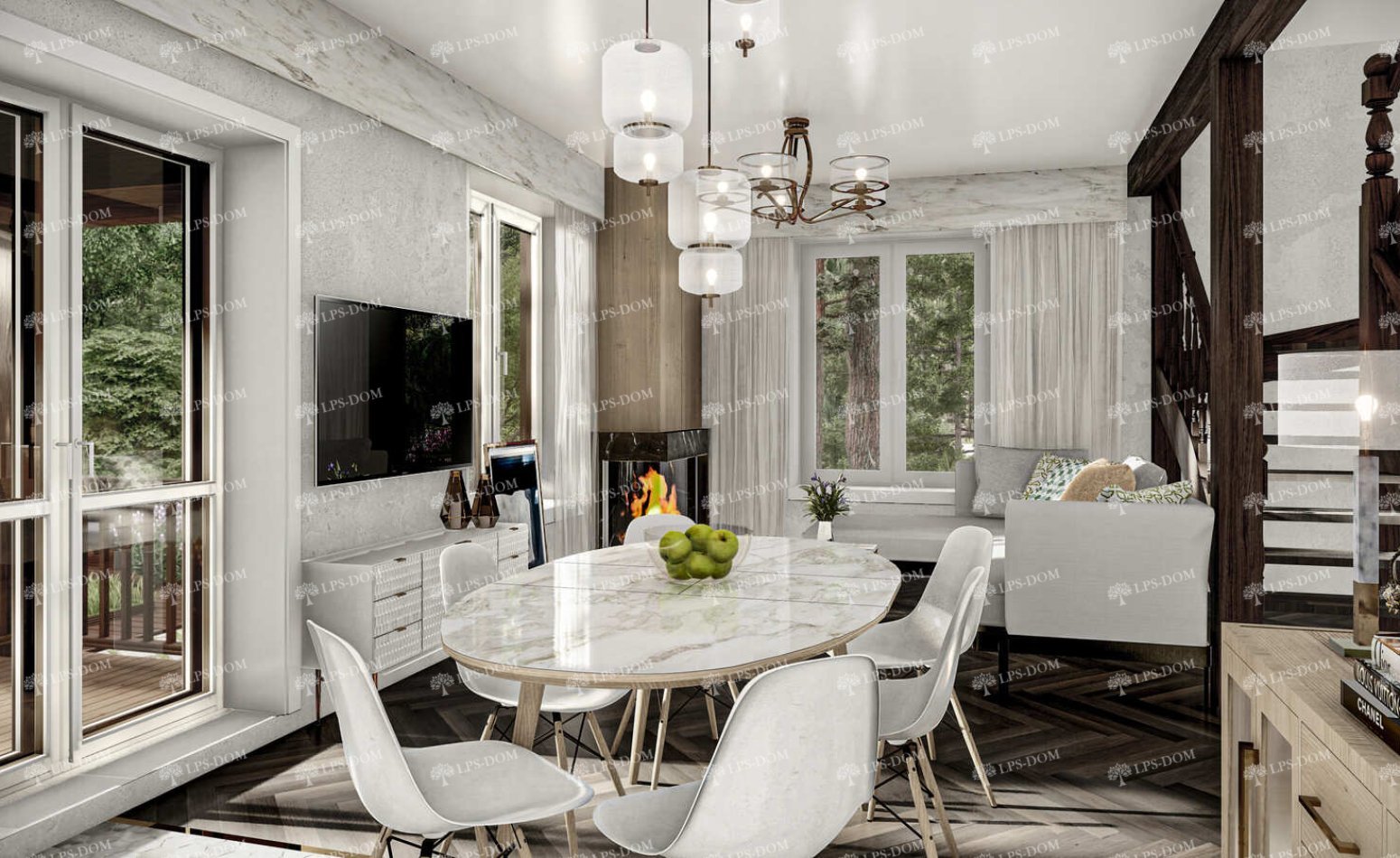 КАРКАСНЫЙ ДОМ БОРДО фото интерьера 10