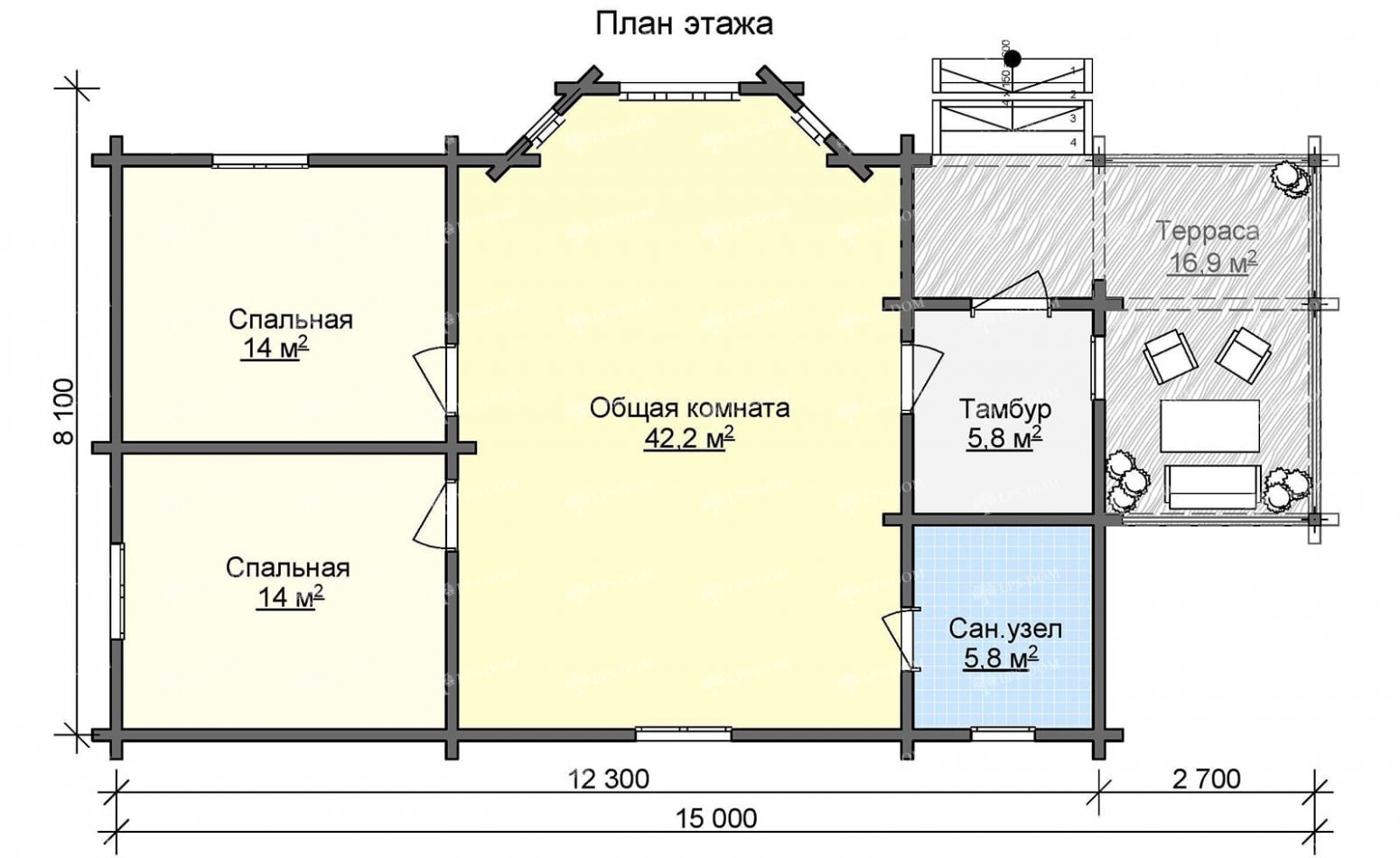 ПРОЕКТ ДОМА ИЗ КЛЕЕНОГО БРУСА БАЙКАЛ фото 5