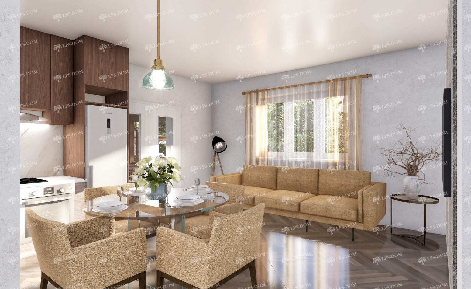 КАРКАСНЫЙ ДОМ ОИТА фото интерьера 3