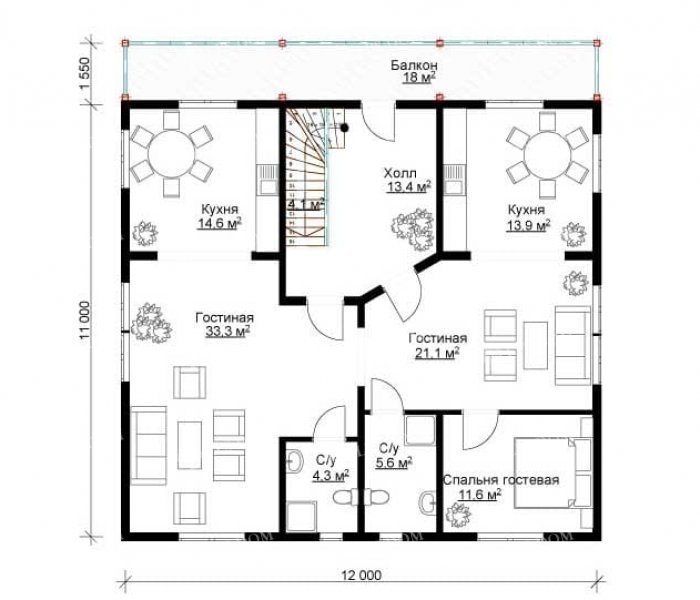 КАРКАСНЫЙ ДОМ КАЛИФОРНИЯ планировка 2